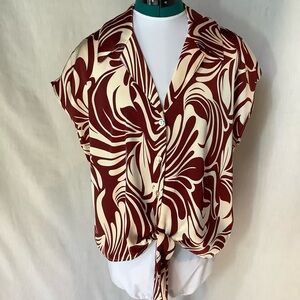 Rachel Zoe  Maroon and Cream Top